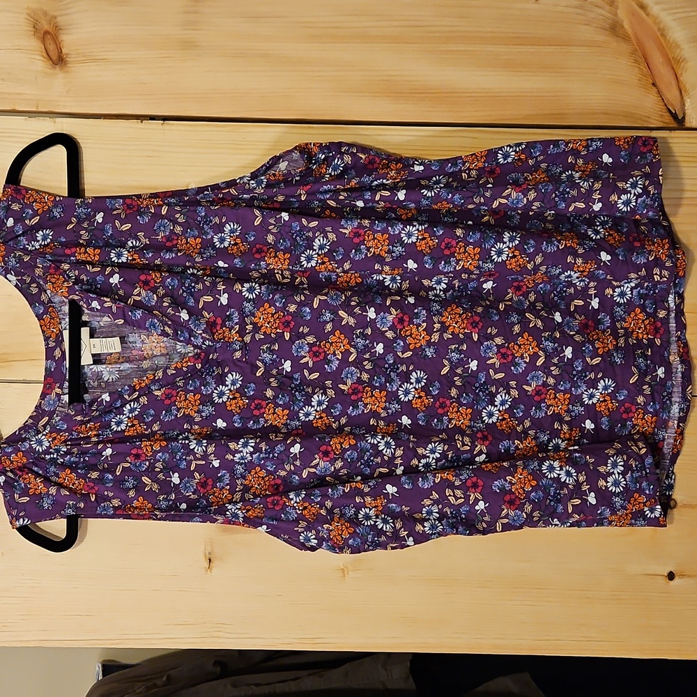 EUC St. John's Bay Purple Ditsy Floral Sleeveless Top 2X